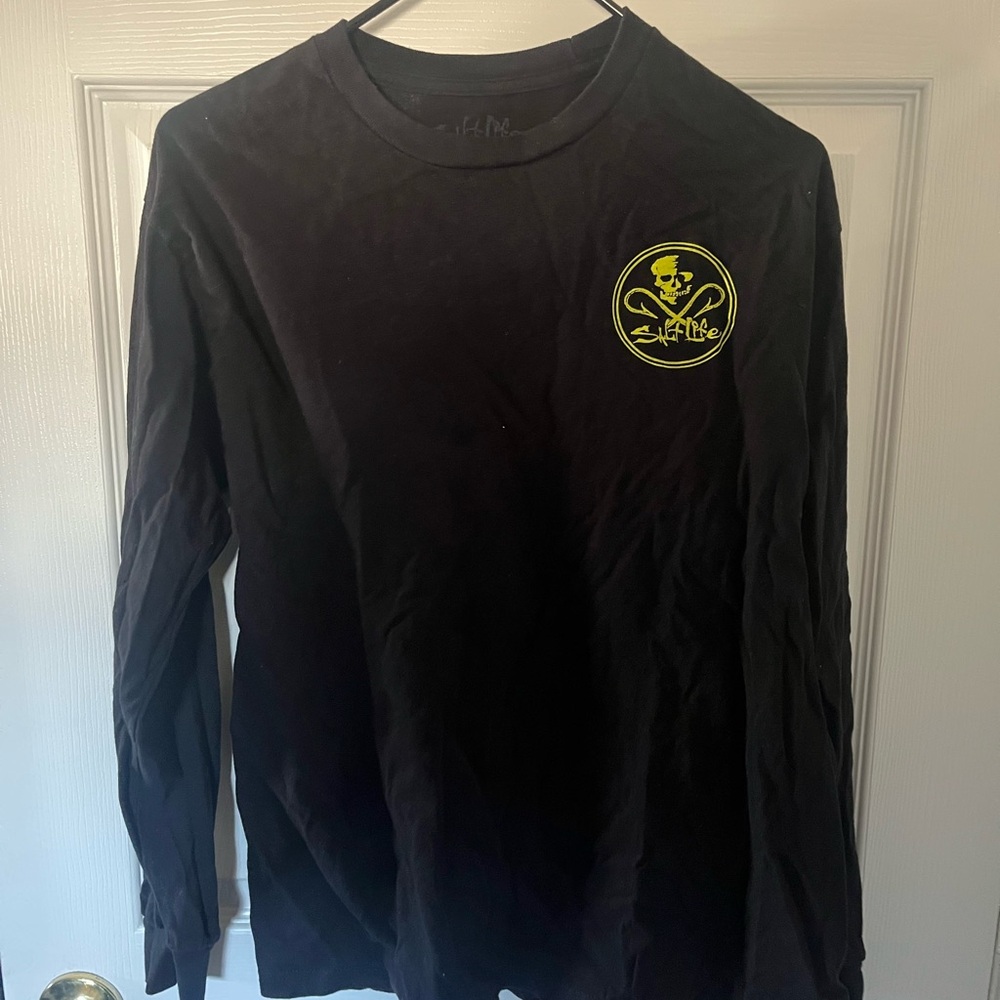 Black Long Sleeve Shirt with Yellow Skull Logo